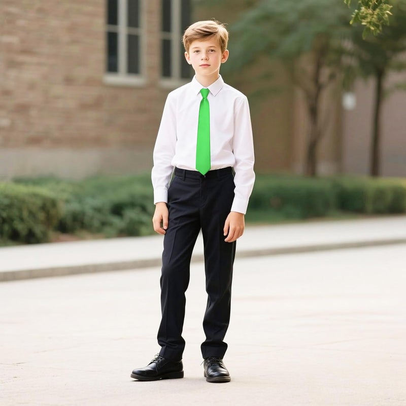 Branduce Pre-Tied Boys Ties Solid Color Kids Adjustable Necktie for Age 8-12 Wedding School Graduation - Image 3